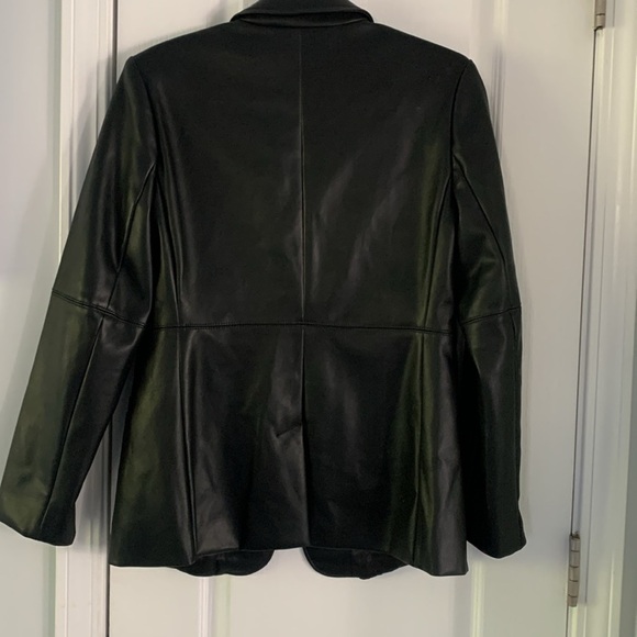 Banana Republic Vegan Leather Blazer jacket black size 6 classic elegant career - Picture 9 of 15
